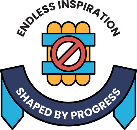 Endless inspiration is shaped by progress. A red and yellow bomb with a no sign, symbolizing the idea of progress and growthのイラスト素材