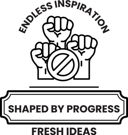 Endless inspiration is shaped by progress. Fresh ideas. Fist up. Noのイラスト素材