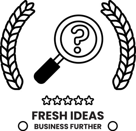A black and white image of a magnifying glass with a question mark on it. The image is titled Fresh Ideas and is meant to represent the idea of looking for new and innovative business ideasのイラスト素材
