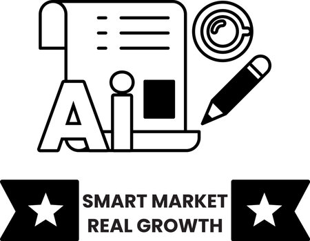A smart market real growth sign with a pencil and a paper. The sign is black and white and has a star on it. The idea behind the sign is to encourage people to think creativelyのイラスト素材