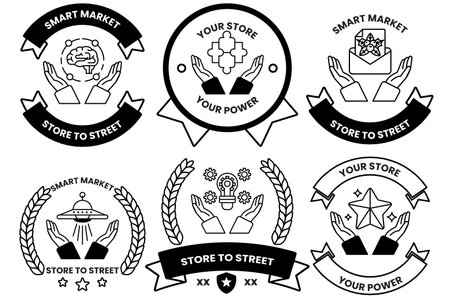 A Set of illustrations in the concept of hands and business objects in line drawing styleのイラスト素材