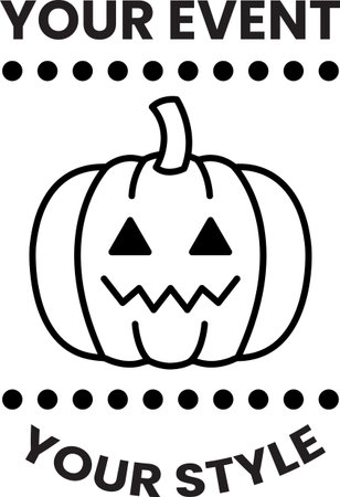 A pumpkin with a scary face is on a white background. The pumpkin is surrounded by a circle of dotsのイラスト素材