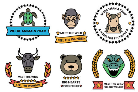 A Set of illustrations in the concept of various animals in line drawing styleのイラスト素材