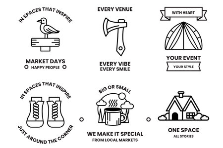 A Set of illustrations in the concept of outdoor activities in line drawing styleのイラスト素材