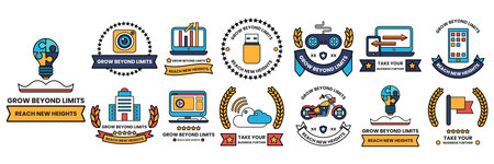 A Set of illustrations in the concept of business equipment in a line styleのイラスト素材