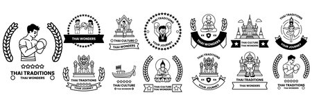 A collection of Thai symbols and iconsのイラスト素材