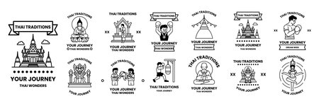 A collection of Thai symbols and iconsのイラスト素材