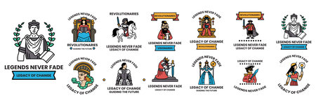 A Set of illustrations in the concept of Historical figures in a line styleのイラスト素材