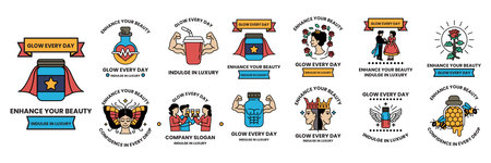 A Set of illustrations in the concept of Beauty and Health in a line styleのイラスト素材