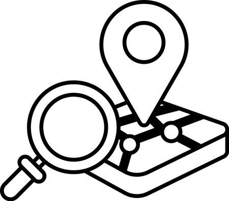 A map with a magnifying glass on it. The map is black and whiteのイラスト素材