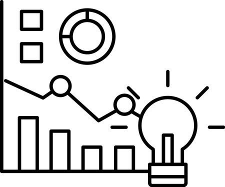 A graph with a light bulb on it. The graph shows a downward trend. The light bulb represents a new idea or solution to the problemのイラスト素材
