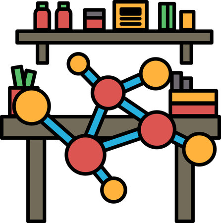 A drawing of a table with a bunch of books and a bottle of something on it. The table is covered with a lot of books and a bottleのイラスト素材