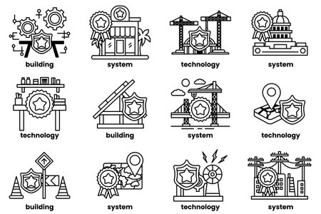 The image is a collection of different gears and symbolsのイラスト素材
