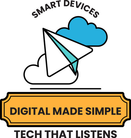 A white and black image of a paper airplane with clouds in the background. The image is titled "Smart Devices" and is meant to represent the idea of technology and innovationのイラスト素材