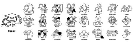 A series of images with the word repair written below themのイラスト素材