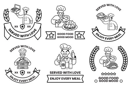 The image is a collection of six different image for restaurantsのイラスト素材