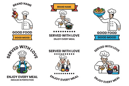 The image is a collection of six different image for restaurantsのイラスト素材