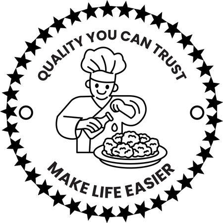 A chef is pouring a sauce into a plate. The image is about making life easierのイラスト素材