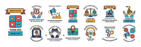 A Set of illustrations in Business and ideas concept in line styleのイラスト素材
