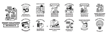 A Set of illustrations in Business and ideas concept in line styleのイラスト素材