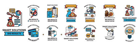 A Set of illustrations in Business and ideas concept in line styleのイラスト素材