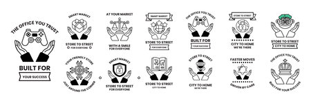 A Set of illustrations in Advertising business concept in line styleのイラスト素材