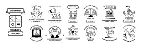 A Set of illustrations in Business and ideas concept in line styleのイラスト素材