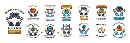 A Set of illustrations in Advertising business concept in line styleのイラスト素材