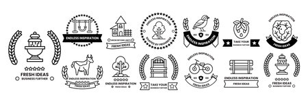 A Set of illustrations in Parks and public spaces concept in line styleのイラスト素材