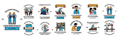 A Set of illustrations in daily life concept in line styleのイラスト素材