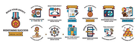A Set of illustrations in Business and ideas concept in line styleのイラスト素材