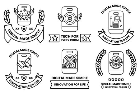 Digital made simple is the concept of these badges. They are all about innovation and technology. The badges are designed to be simple and easy to understandのイラスト素材