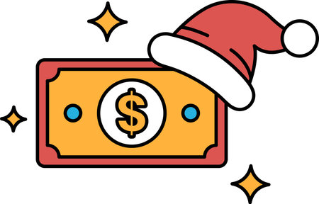 A dollar bill with a hat on top of it. The dollar bill is white and the hat is blackのイラスト素材