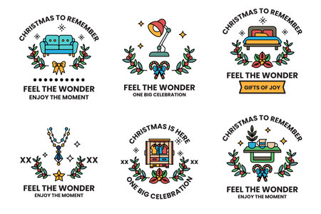 Feel the wonder. Gifts of joy. Christmas is here. Enjoy the momentのイラスト素材