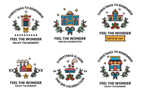 Feel the wonder. Christmas is here. Enjoy the moment. One big celebration. Gifts of joyのイラスト素材