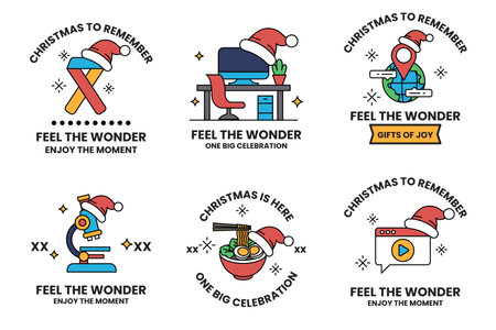 Feel the wonder. Christmas is here. Gifts of joy. Enjoy the moment. One big celebrationのイラスト素材