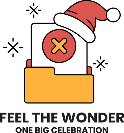 A red and white image of a folder with a red cross on it and a red hat on top of it. The folder is titled Feel the Wonderのイラスト素材