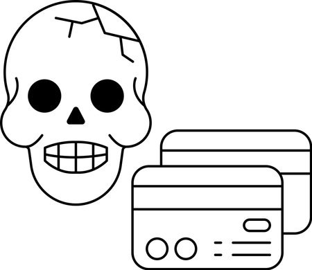 A skull is smiling and holding a card on top of it. The card is placed on top of the skull, creating a unique and interesting designのイラスト素材