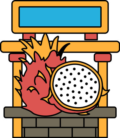A picture of a pineapple and a watermelon on a table. The pineapple is on the left and the watermelon is on the rightのイラスト素材
