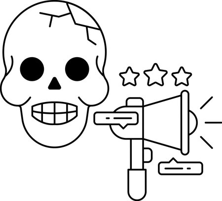 Skull with teeth and a microphone. The skull is smiling and the microphone is being held by a personのイラスト素材