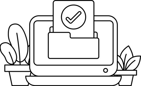 A computer screen shows a folder labeled "Important" with a check mark on it. The folder appears to be a critical document or file that requires attentionのイラスト素材