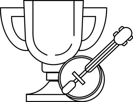 A cup with a guitar on top of it. The cup is a trophy and the guitar is a symbol of musicのイラスト素材
