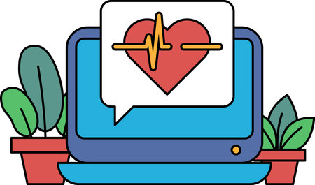 A computer monitor with a heart on it and a speech bubble saying "It's important not just write what is on image, but also write concept, mood of image or its idea."のイラスト素材