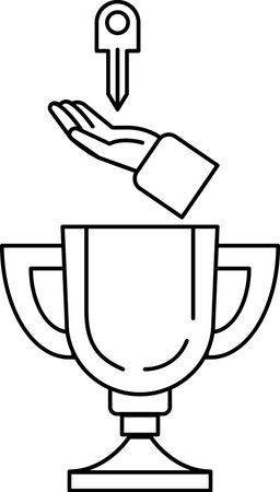 A hand is holding a key and the key is in a cup. The image is about giving a key to someoneのイラスト素材