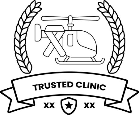 A logo for a helicopter company that is trusted. The logo features a helicopter with a ribbon around itのイラスト素材