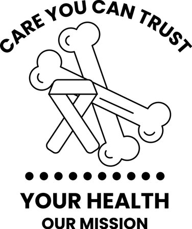 The image is a black and white drawing of a skeleton with a message that says "Care You Can Trust Your Health Our Mission"のイラスト素材