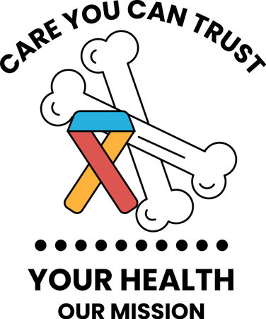 The image is a black and white drawing of a skeleton with a message that says "Care You Can Trust Your Health Our Mission"のイラスト素材