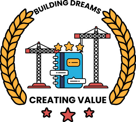 A black and white logo that represents the concept of creating value. The logo consists of a circle with three stars and a crown, which symbolizes the idea of building dreamsのイラスト素材