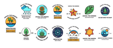 The image is a collection of symbols and icons that represent different paths and journeys. The...
