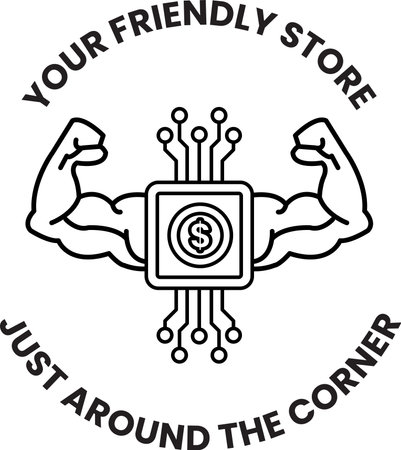 A man with a muscular arm is holding a dollar sign. The dollar sign is surrounded by a circleのイラスト素材